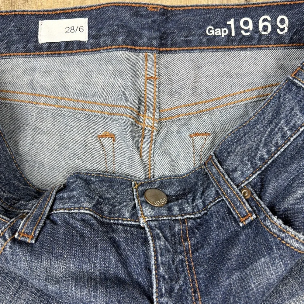 Gap Jeans Womens 28 6 Cropped Wide Leg Cuffed Hem 100% Cotton Denim Medium‎ Wash